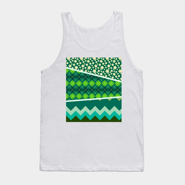 Green Star Argyle Zigzag Pattern Tank Top by saradaboru